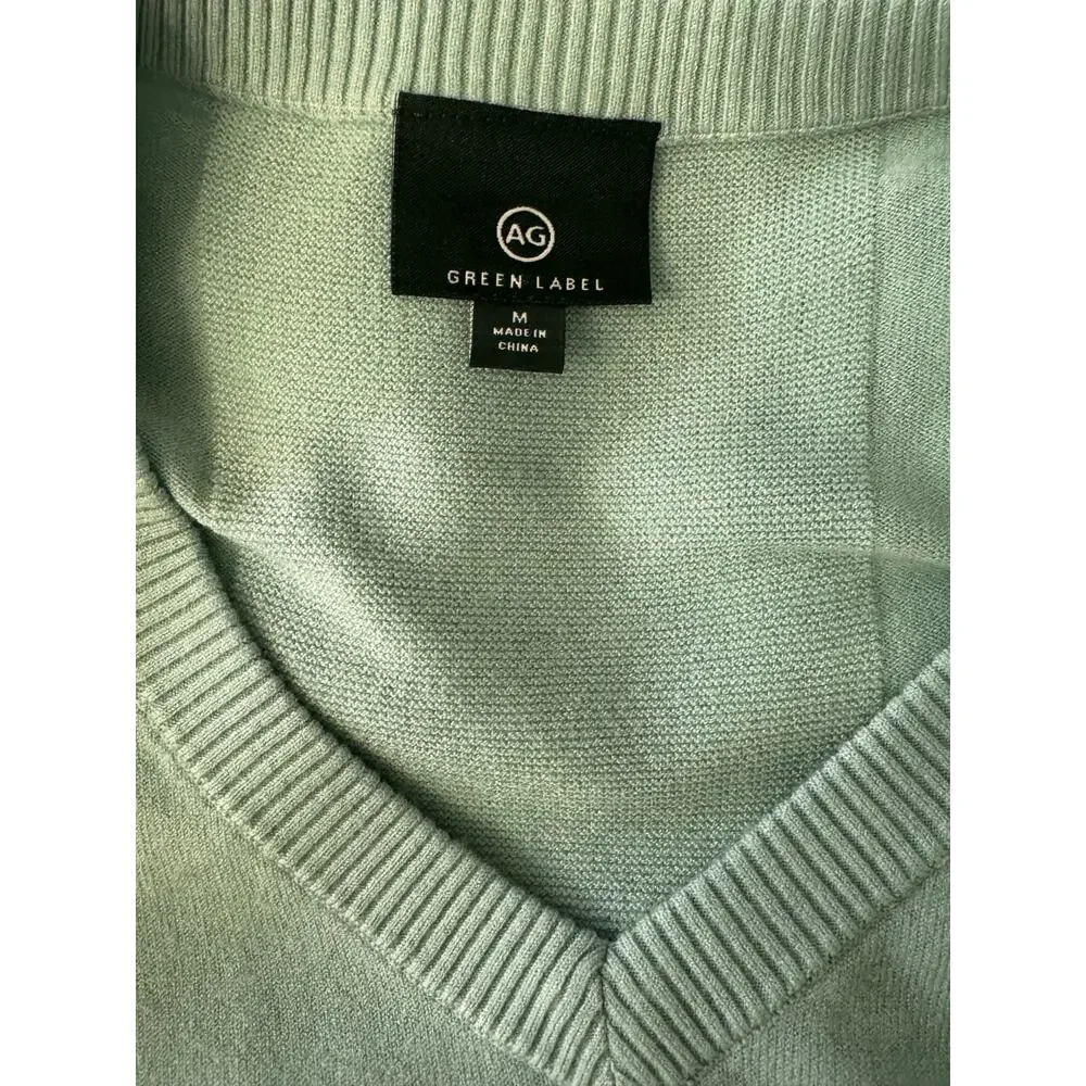 AG Adriano‎ Goldschmied Men's Green V-Neck Vented Golf Preppy Sweater Size M